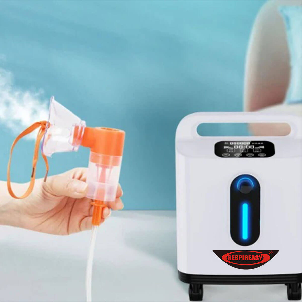 RESPIREASY Home Use Portable Oxygen Concentrator 2-9 Liter Per Minute Continuous Flow O2 Concentrator Machine 110V/220V RE-P2L