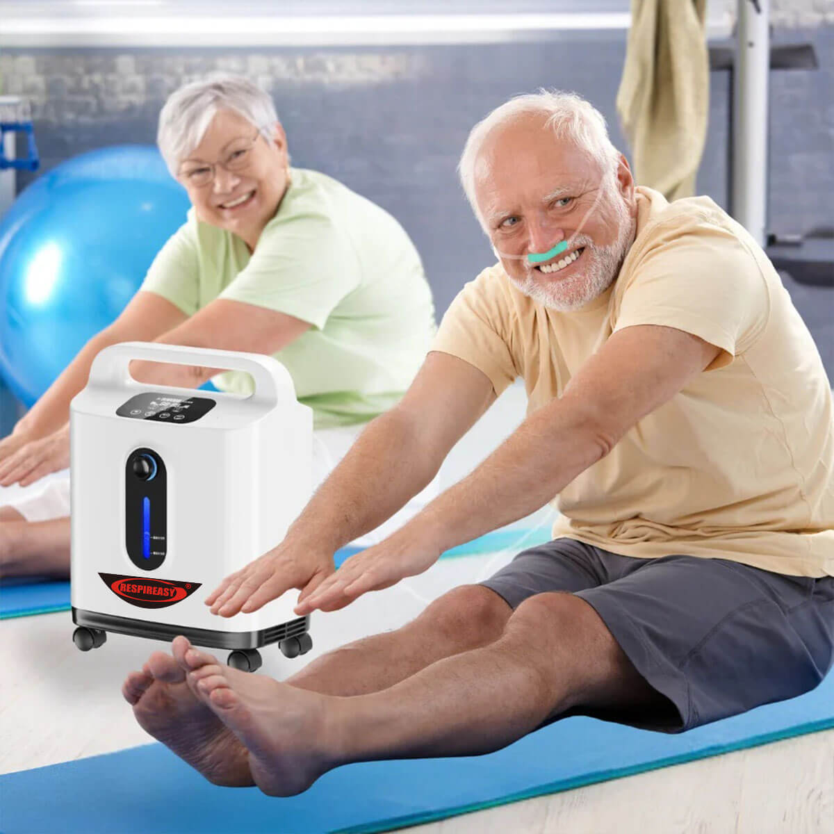RESPIREASY Home Use Portable Oxygen Concentrator 2-9 Liter Per Minute Continuous Flow O2 Concentrator Machine 110V/220V RE-P2L