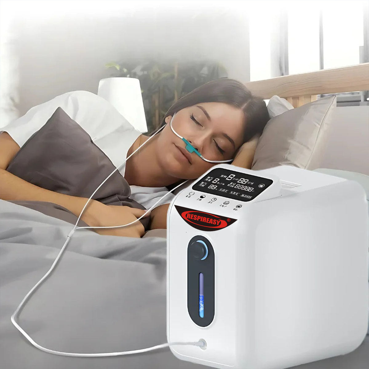 RESPIREASY Home Use Portable Oxygen Concentrator 1-8 Liter Per Minute Continuous Flow O2 Concentrator Machine 110V/220V RE-E1L