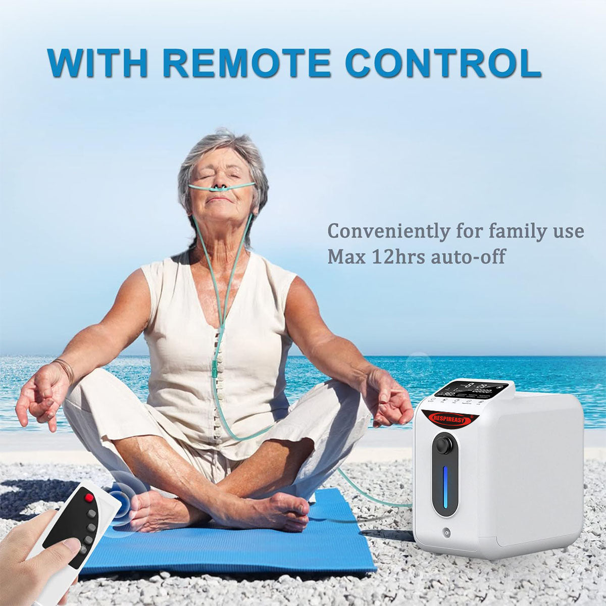 RESPIREASY Home Use Portable Oxygen Concentrator 1-8 Liter Per Minute Continuous Flow O2 Concentrator Machine 110V/220V RE-E1L