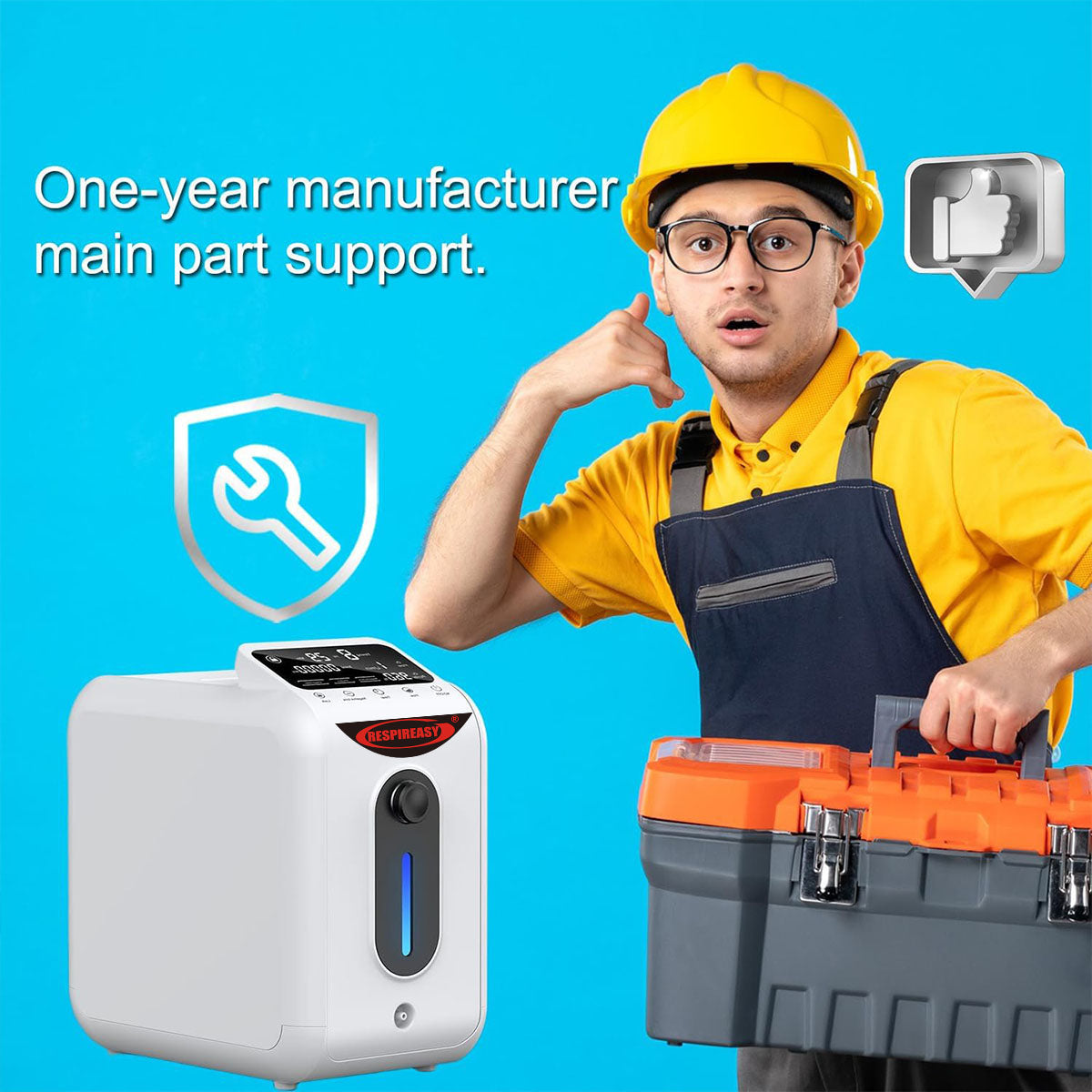 RESPIREASY Home Use Portable Oxygen Concentrator 1-8 Liter Per Minute Continuous Flow O2 Concentrator Machine 110V/220V RE-E1L