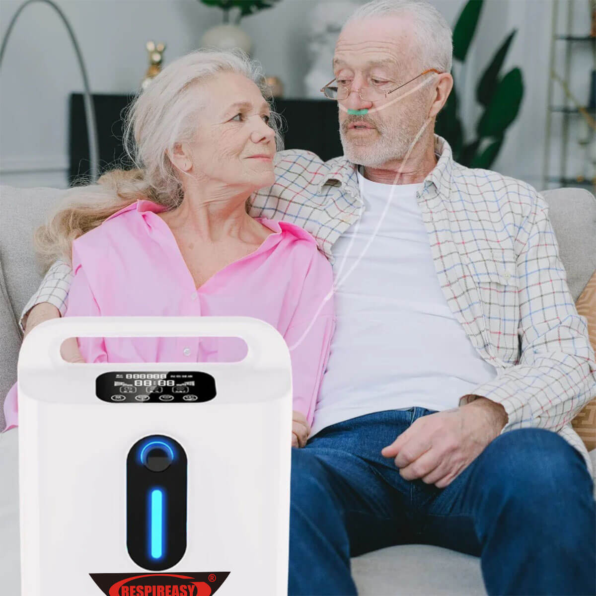 RESPIREASY Home Use Portable Oxygen Concentrator 2-9 Liter Per Minute Continuous Flow O2 Concentrator Machine 110V/220V RE-P2L