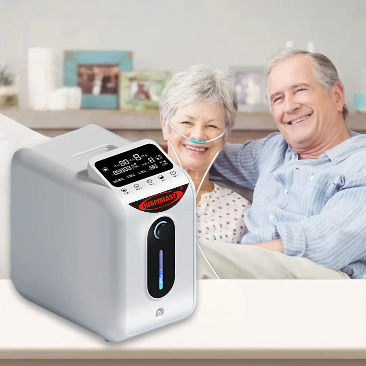 RESPIREASY Home Use Portable Oxygen Concentrator 1-8 Liter Per Minute Continuous Flow O2 Concentrator Machine 110V/220V RE-E1L