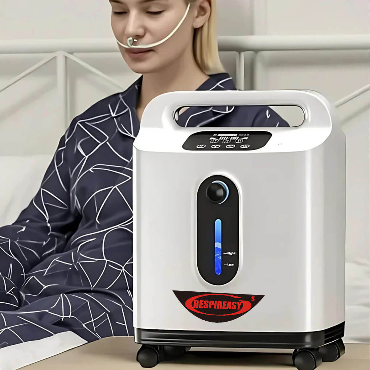 RESPIREASY Home Use Portable Oxygen Concentrator 2-9 Liter Per Minute Continuous Flow O2 Concentrator Machine 110V/220V RE-P2L