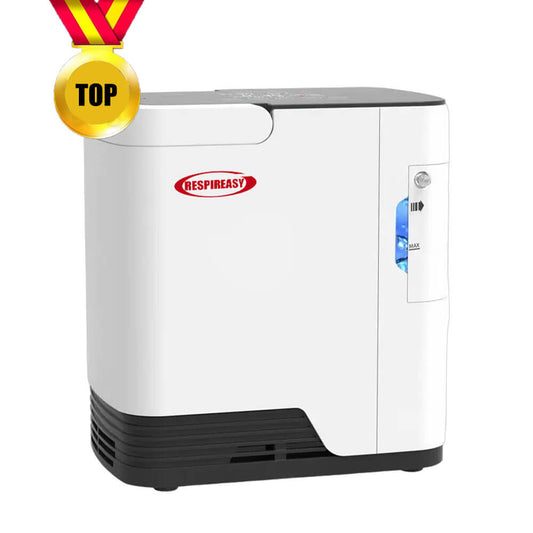 RESPIREASY Concentrador de oxígeno portátil para uso doméstico y médico, con flujo continuo ajustable de 1 a 7 L/Min, máquina de oxígeno silenciosa para terapia de oxígeno en EPOC, 110V/220V