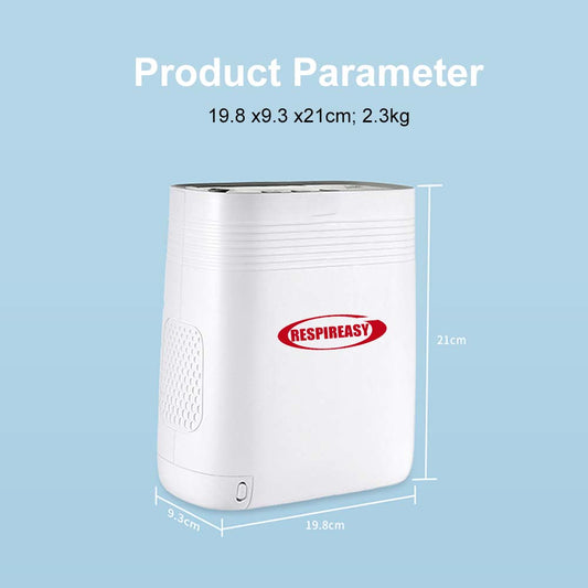 Lightweight Portable Oxygen Concentrator 2.3kg with 1-5L Continuous Flow Rechargeable Oxygen Machine for Home & Travel Use