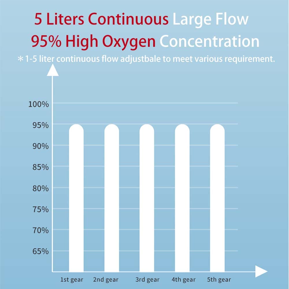 RESPIREASY Portable Oxygen Concentrator 5Liter Continuous Flow Oxygenerator with Battery RE-Y5