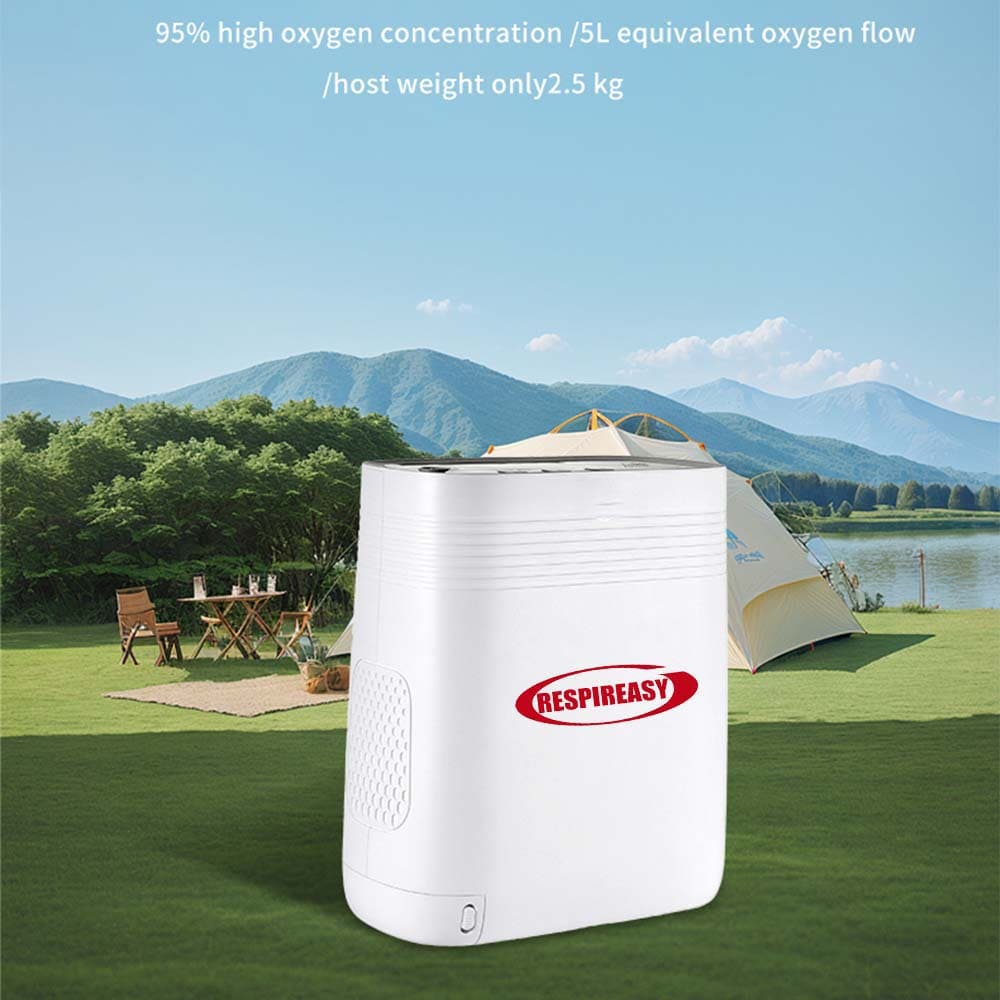 RESPIREASY Portable Oxygen Concentrator 5Liter Continuous Flow Oxygenerator with Battery RE-Y5