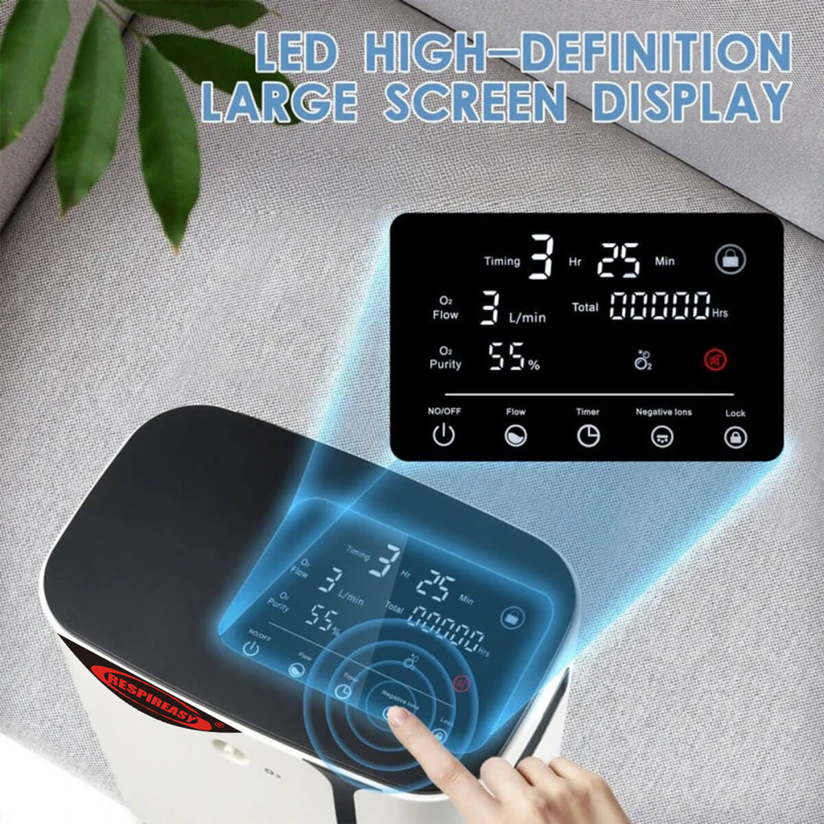 RESPIREASY Home Use Portable Oxygen Concentrator 1-8 Liter Per Minute Continuous Flow O2 Concentrator Machine 110V/220V RE-R1L