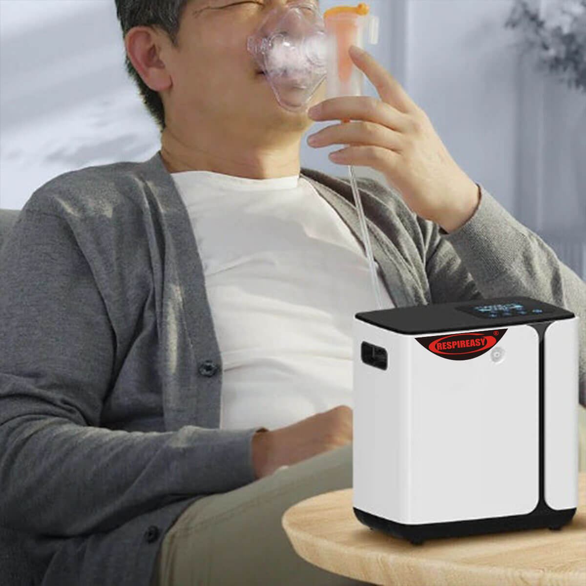 RESPIREASY Home Use Portable Oxygen Concentrator 1-8 Liter Per Minute Continuous Flow O2 Concentrator Machine 110V/220V RE-R1L