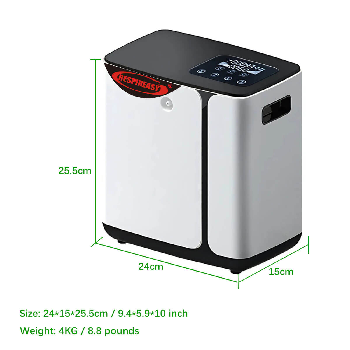 RESPIREASY Home Use Portable Oxygen Concentrator 1-8 Liter Per Minute Continuous Flow O2 Concentrator Machine 110V/220V RE-R1L
