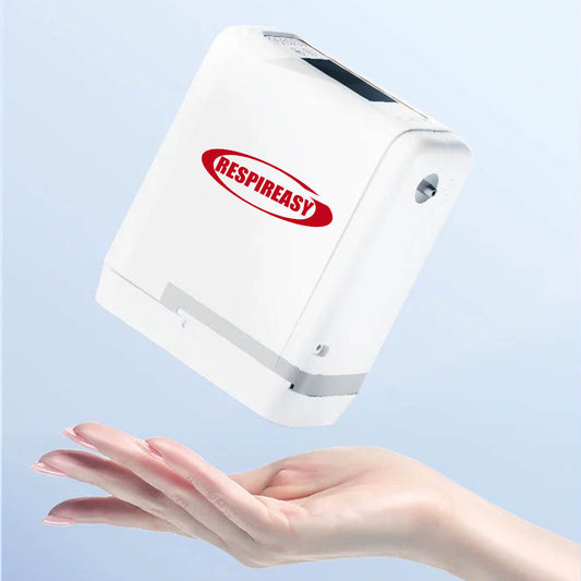 RESPIREASY Portable Compact Oxygen Concentrator 1-7 Liters 93% Purity O2 Generator Breathing Machine Rechargeable 12V-240V REA-7