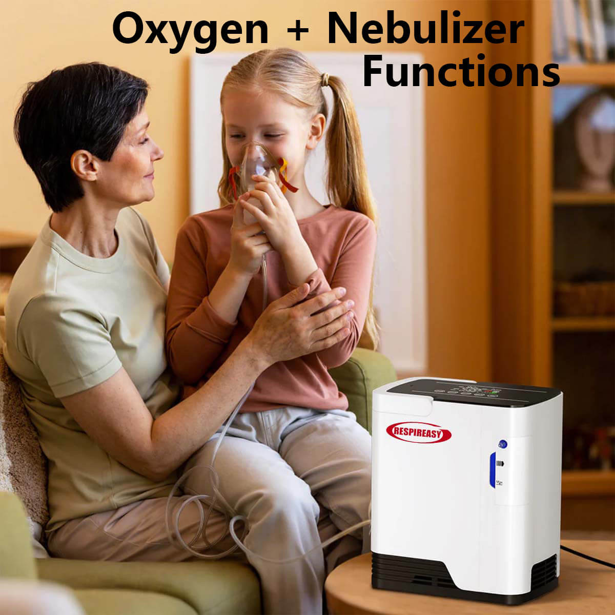 RESPIREASY Concentrador de oxígeno portátil para uso doméstico y médico, con flujo continuo ajustable de 1 a 7 L/Min, máquina de oxígeno silenciosa para terapia de oxígeno en EPOC, 110V/220V