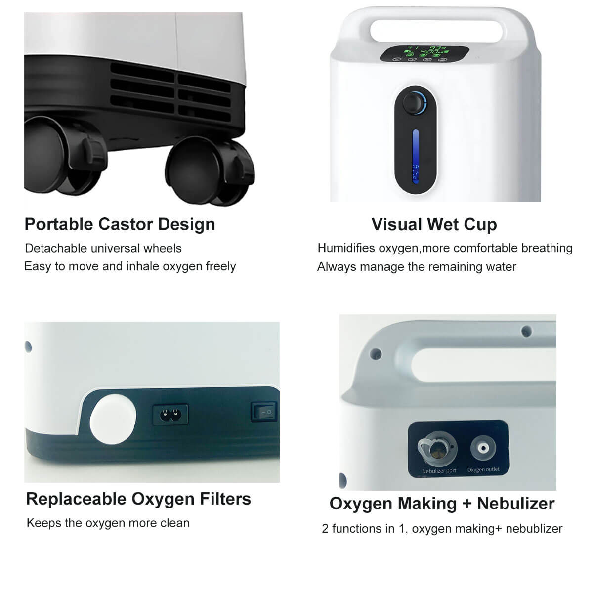 RESPIREASY Home Use Portable Oxygen Concentrator 2-9 Liter Per Minute Continuous Flow O2 Concentrator Machine 110V/220V RE-P2L