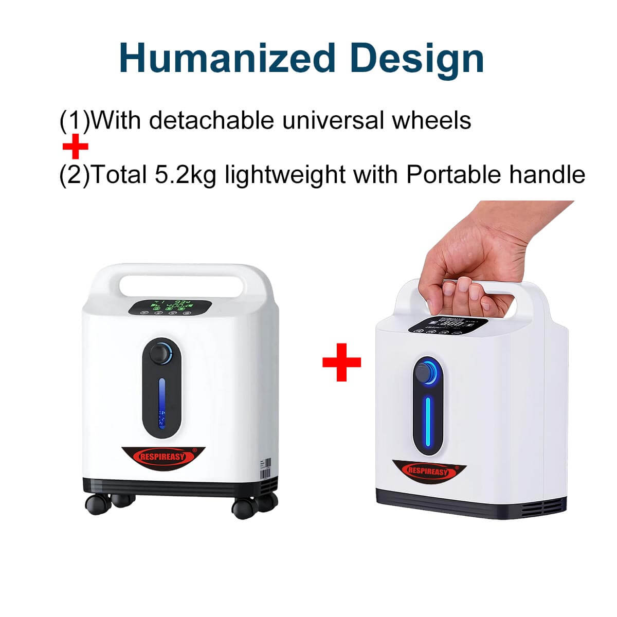 RESPIREASY Home Use Portable Oxygen Concentrator 2-9 Liter Per Minute Continuous Flow O2 Concentrator Machine 110V/220V RE-P2L