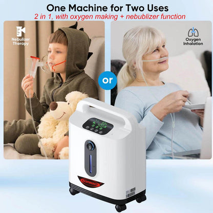 RESPIREASY Home Use Portable Oxygen Concentrator 2-9 Liter Per Minute Continuous Flow O2 Concentrator Machine 110V/220V RE-P2L