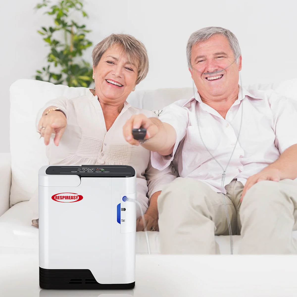 RESPIREASY Concentrador de oxígeno portátil para uso doméstico y médico, con flujo continuo ajustable de 1 a 7 L/Min, máquina de oxígeno silenciosa para terapia de oxígeno en EPOC, 110V/220V