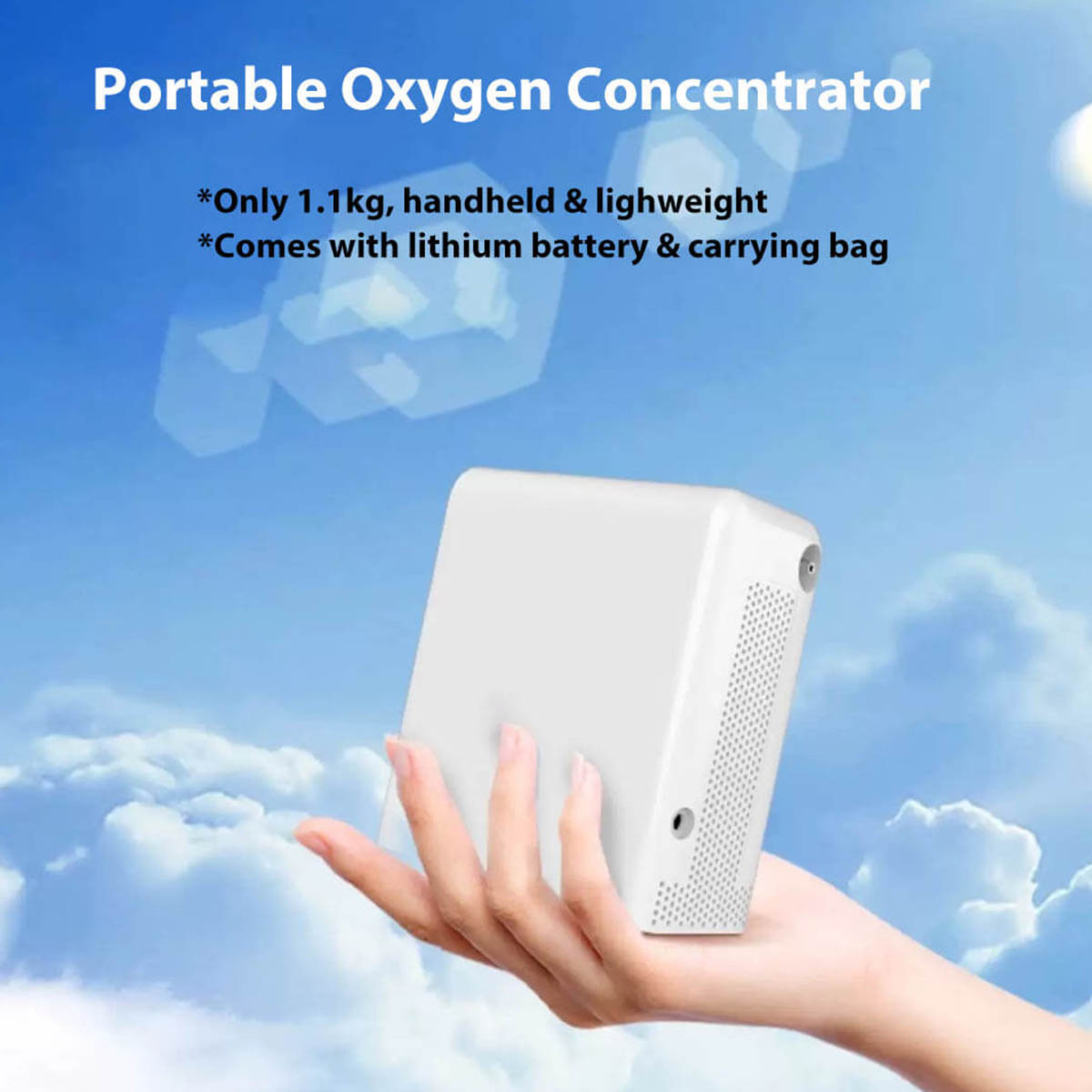 Handheld Home Portable Oxygen Concentrator 6 LPM 1.1 KG Mini Oxygen Concentrators Small Size with Lithium Battery