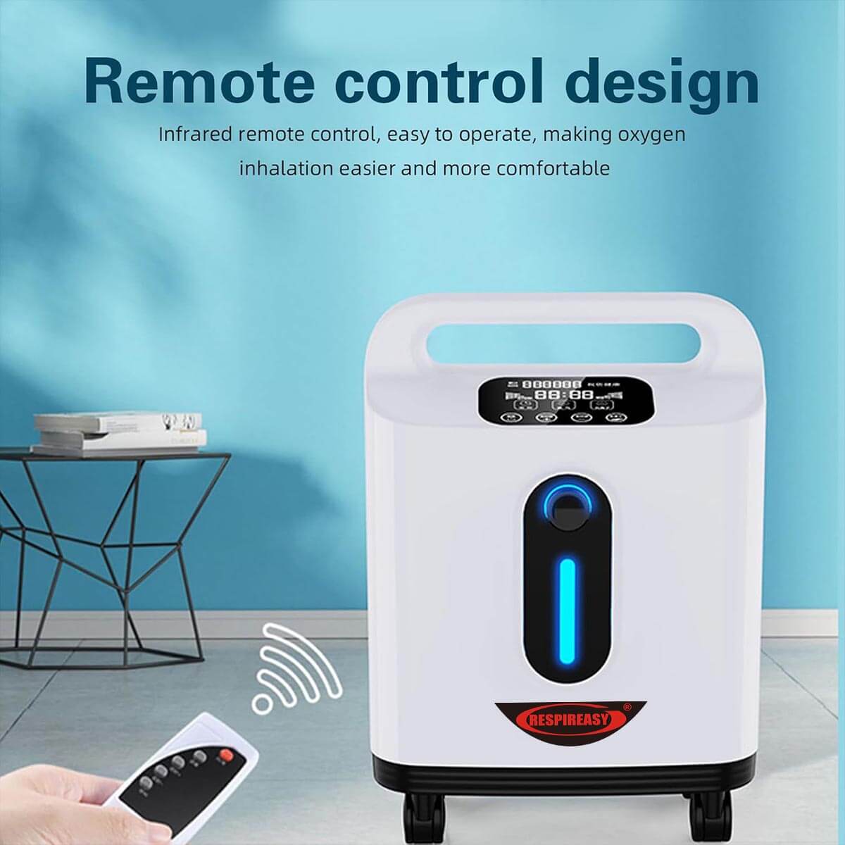 RESPIREASY Home Use Portable Oxygen Concentrator 2-9 Liter Per Minute Continuous Flow O2 Concentrator Machine 110V/220V RE-P2L