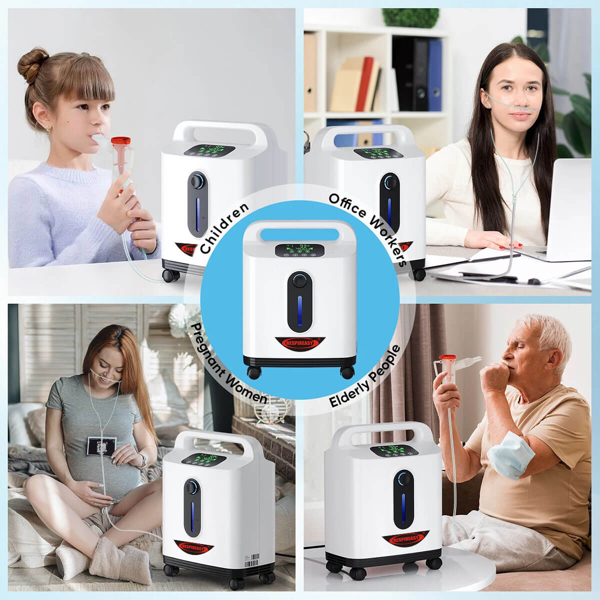 RESPIREASY Home Use Portable Oxygen Concentrator 2-9 Liter Per Minute Continuous Flow O2 Concentrator Machine 110V/220V RE-P2L