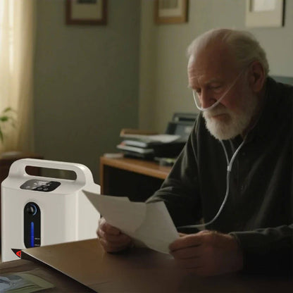 RESPIREASY RE-P2L 9 Liters Per Minute Continuous Flow Oxygen Concentrator for Home Oxygen Therapy, Dual Function Oxygen & Nebulizer Machine