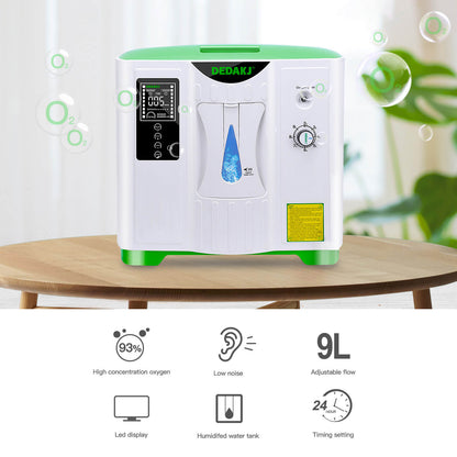 DEDAKJ Home Portable Oxygen Concentrator 9LPM Continuous Flow Adjustable Oxygen Making Machine O2 Generator for Personal Breathing Care