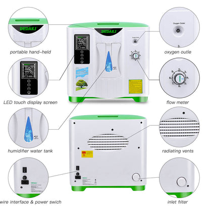 DEDAKJ Home Portable Oxygen Concentrator 9LPM Continuous Flow Adjustable Oxygen Making Machine O2 Generator for Personal Breathing Care