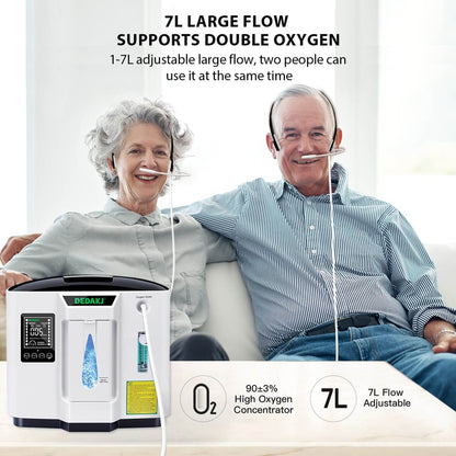 DEDAKJ Home Portable Oxygen Concentrator 7 Liters 90% Purity Room O2 Generator Machine Low Price for Personal Sleeping Use 110V/220V