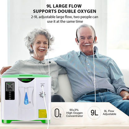 DEDAKJ Home Portable Oxygen Concentrator 9LPM Continuous Flow Adjustable Oxygen Making Machine O2 Generator for Personal Breathing Care