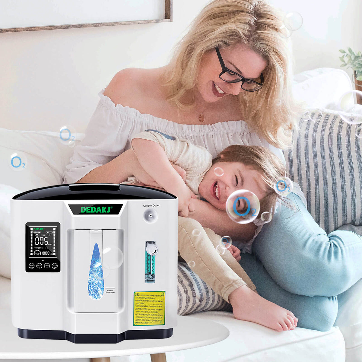 DEDAKJ Home Portable Oxygen Concentrator 7 Liters 90% Purity Room O2 Generator Machine Low Price for Personal Sleeping Use 110V/220V