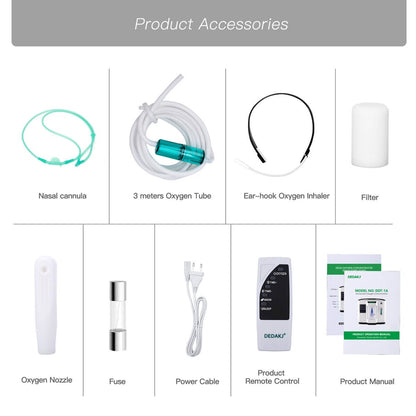 DEDAKJ Home Portable Oxygen Concentrator 7 Liters 90% Purity Room O2 Generator Machine Low Price for Personal Sleeping Use 110V/220V