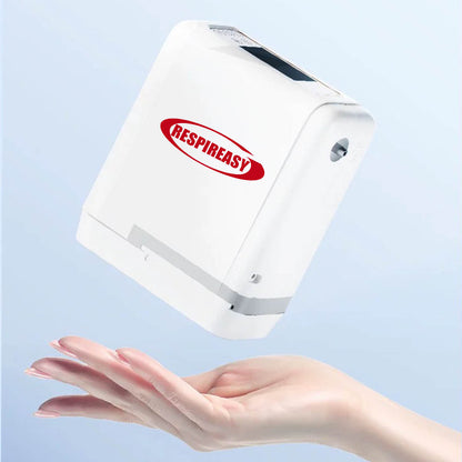 RESPIREASY Portable Compact Oxygen Concentrator 1-7 Liters 93% Purity O2 Generator Breathing Machine Rechargeable 12V-240V REA-7