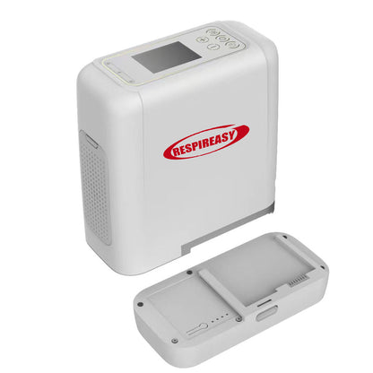 RESPIREASY Portable Compact Oxygen Concentrator 1-7 Liters 93% Purity O2 Generator Breathing Machine Rechargeable 12V-240V REA-7