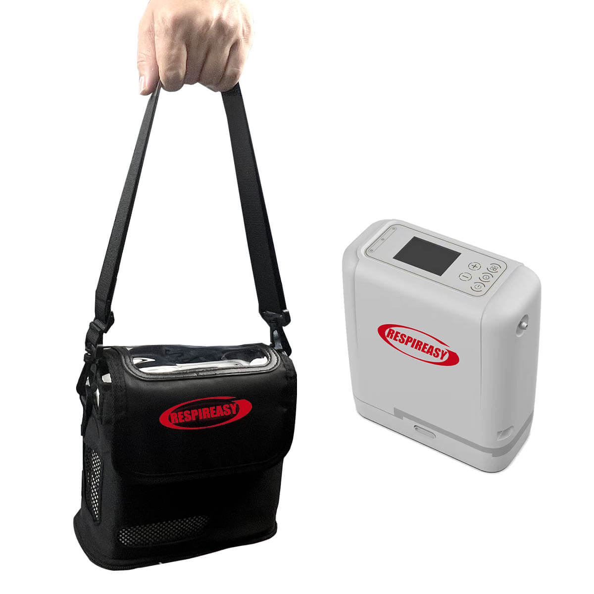 RESPIREASY Portable Compact Oxygen Concentrator 1-7 Liters 93% Purity O2 Generator Breathing Machine Rechargeable 12V-240V REA-7