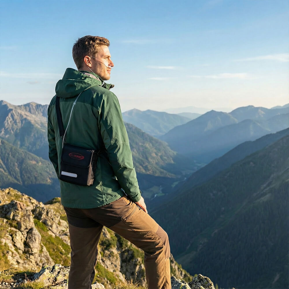 RESPIREASY 1.1kg Portable Compact Oxygen Concentrator 1-6 Liters 93% Purity O2 Generator Breathing Machine for Traveling 12V-240V RES-6