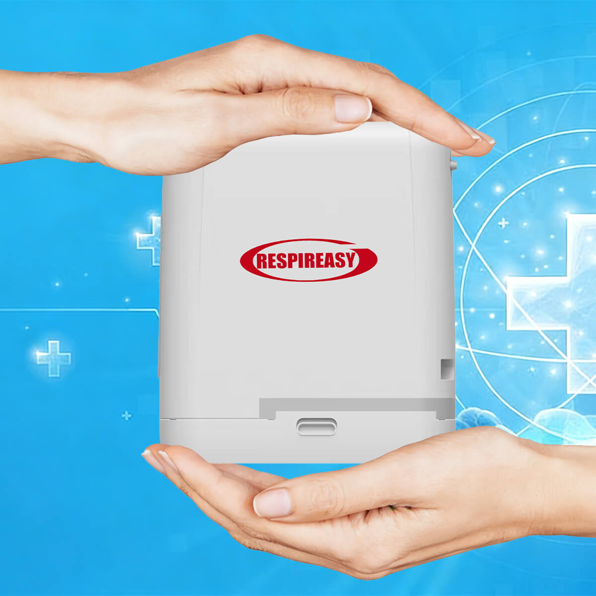 RESPIREASY Portable Compact Oxygen Concentrator 1-7 Liters 93% Purity O2 Generator Breathing Machine Rechargeable 12V-240V REA-7