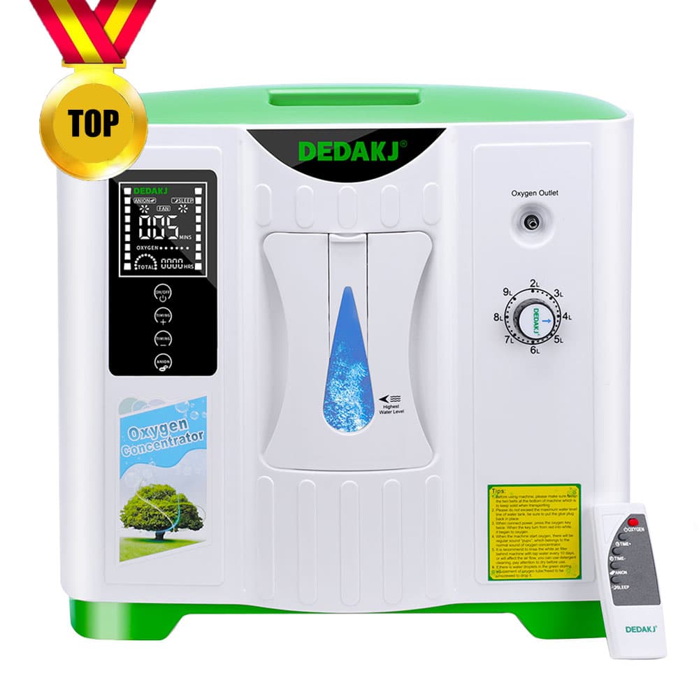 DEDAKJ Home Portable Oxygen Concentrator 9LPM Continuous Flow Adjustable Oxygen Making Machine O2 Generator for Personal Breathing Care