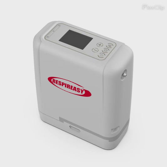 RESPIREASY Portable Compact Oxygen Concentrator 1-7 Liters 93% Purity O2 Generator Breathing Machine Rechargeable 12V-240V REA-7